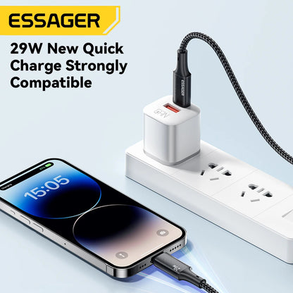Essager USB C Câble pour iPhone 14 13 12 11 Pro Max 8 plus 20W Câble de charge rapide Type C à l'éclairage Date Fire pour iPad MacBook