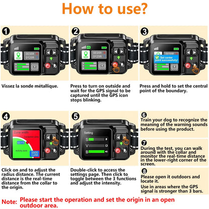 Système de clôture de chien sans fil GPS - Electric Dog Escome avec GPS Electric Satellite Technology, Pet Fencing System Plage 15 ~ 200