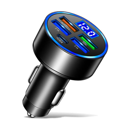 Chargeur de voiture à LED 250W 5 ports Frappe-charge PD QC3.0 USB C Téléphone Car Chargeur Type C Adaptateur en voiture pour iPhone Samsung Huawei Xiaomi
