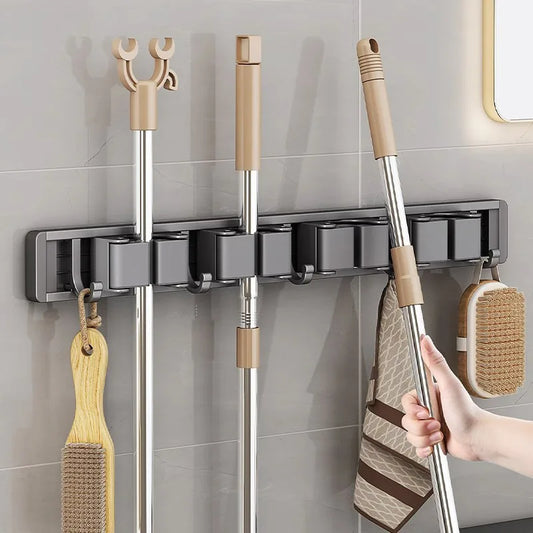 MOP AND BROIM ORGANISANT MOP SALDER RAPPORT MOP MUR MUR MOURNÉ STRONG BROI MOP HODDER AGI avec 5 Crochets Organisateurs Hang Broom