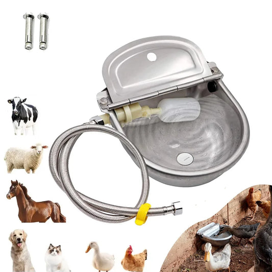 Dispensateur en eau automatique pour l'eau de chien, bol à boire en acier inoxydable pour le bétail de la ferme mouton de chèvre (remplissage automatique)