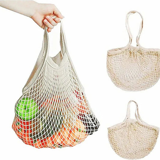 Portable reusable grocery bags fruit and vegetable bags can be washed cotton mesh rope organic tote short tote net tote bag