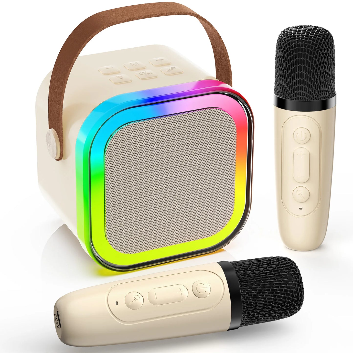 K12 Karaoke Machine Portable Bluetooth 5.3 Système d'enceintes PA avec 2 microphones sans fil Famille à domicile chantant les cadeaux pour enfants