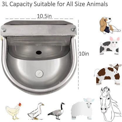 Dispensateur en eau automatique pour l'eau de chien, bol à boire en acier inoxydable pour le bétail de la ferme mouton de chèvre (remplissage automatique)