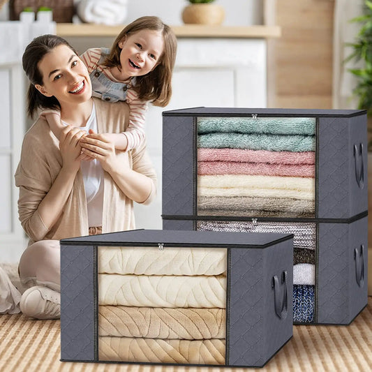 Sac de rangement de vêtements de grande capacité 1/3pc Sac de rangement de couverture pliable Conteneurs de rangement pour organiser les vêtements de placard de chambre à coucher