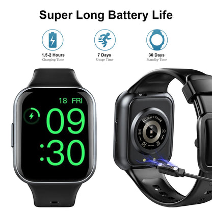 Montre intelligente Nerunsa, 1.69" Montre de fitness à écran tactile HD, 25 modes de sport, tracker de fitness, montre intelligente étanche IP68.
