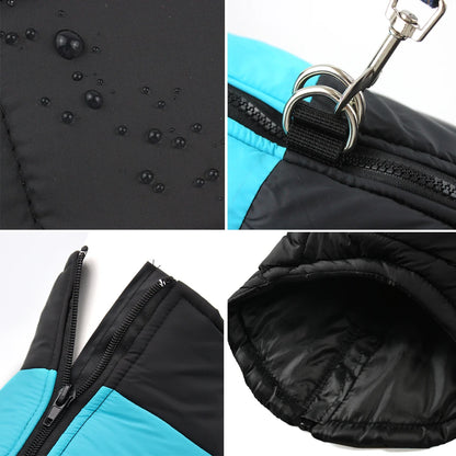 Hiver Warm Big Dog Clothes Coat pour petits chiens moyens chats imperméables Jacket Puppy Gift Zipper D-Ring Labrador Pug Pet Sautpuiseurs