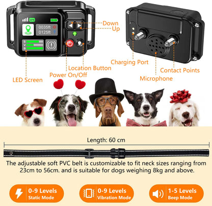 Système de clôture de chien sans fil GPS - Electric Dog Escome avec GPS Electric Satellite Technology, Pet Fencing System Plage 15 ~ 200