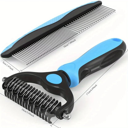 Brosse de toilettage pour animaux de compagnie, pinceau de deshedding professionnel à double face côté pour les chats et les chiens, pinceau pour animaux de compagnie pour enlever les enchevêtrements et les nœuds