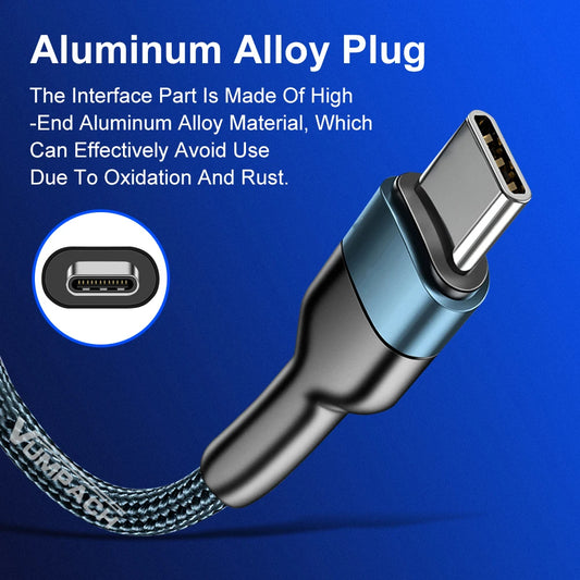 Câble Câble de type C rapide de type C Fast USB C Câble en nylon pour Xiaomi Huawei OnePlus Poco Samsung iPhone 15 16 USB C Câble de données du chargeur
