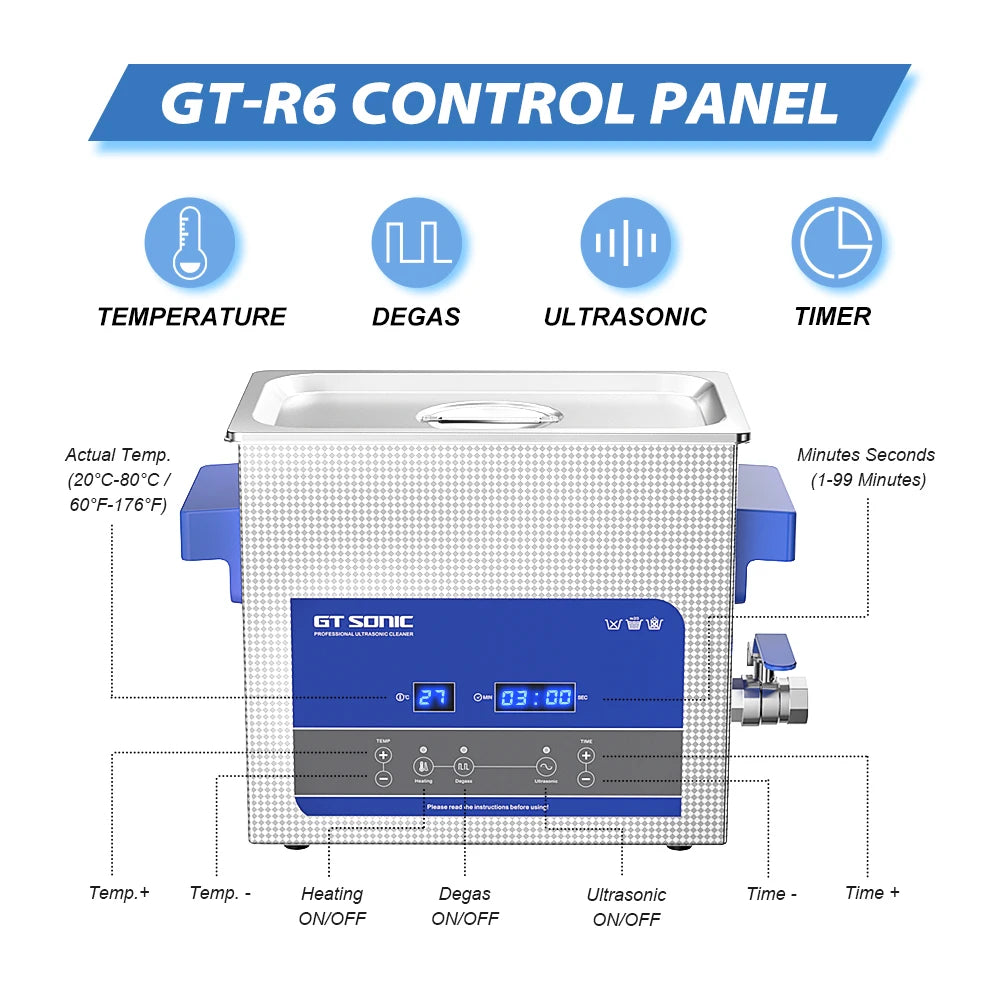 GT Sonic 2L 3L 6L 9L 13L 20L 27L 600W Ultrasonic Clean Degasing Timer Timer Digital Ultra Sonic Bath Nettoyer Basher