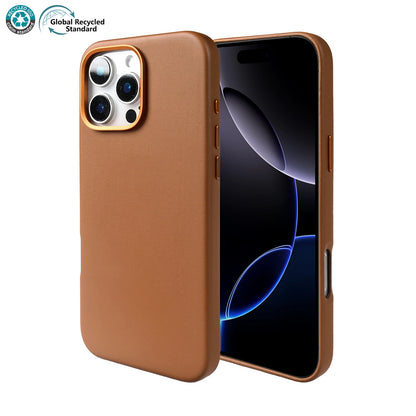 Étui de téléphone en cuir bio en cuir bio de luxe pour l'iPhone 16 Pro Max 15pro 14 13pro 14promax Wireless Magsafe Back Shell Capa
