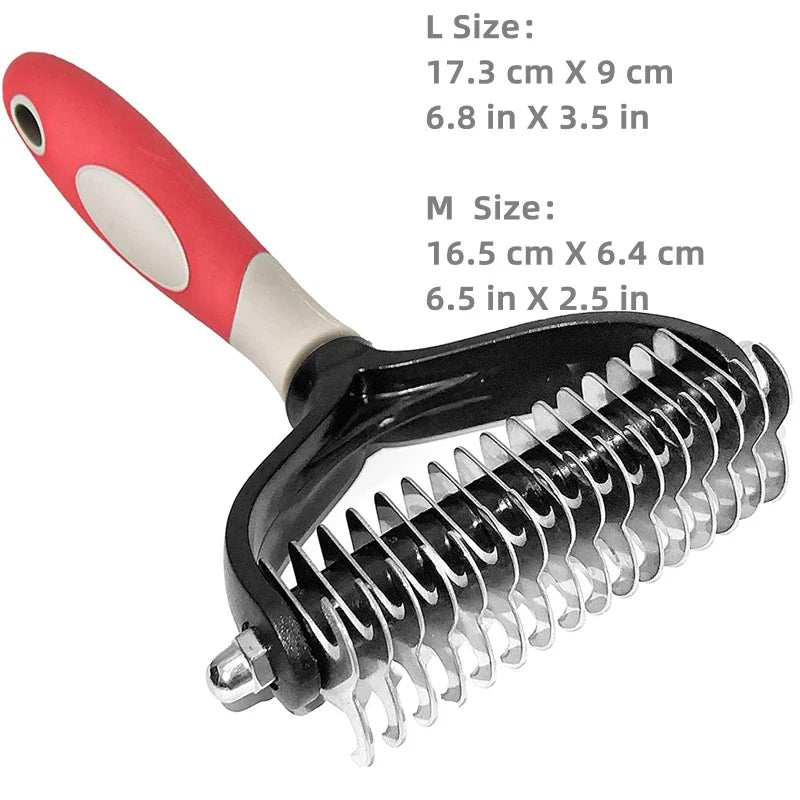 Brosse professionnelle de deshedding à 2 côtés de chien démating peigne brosse chat râteau râteau outils de toilettage