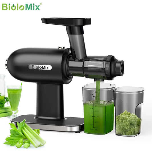 Biolomix Cold Press Juicer, Machines de presse-agrumes à mastication lente avec fonction inverse, rendement à jus élevé, pinceau facile à nettoyer et silence