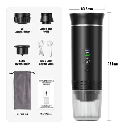 Machine de café à expresso électrique sans fil pour cafetière de camping en voiture et à domicile