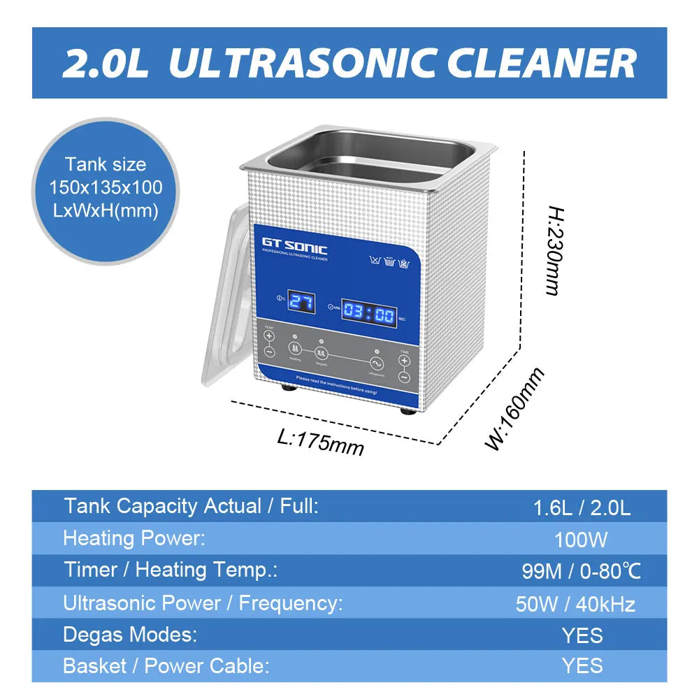 GT Sonic 2L 3L 6L 9L 13L 20L 27L 600W Ultrasonic Clean Degasing Timer Timer Digital Ultra Sonic Bath Nettoyer Basher