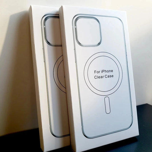 Étui magnétique d'origine à cristal dur pour iPhone 13 12 11 14 15 16 Pro Max XS Max XR SE 7 8Plus pour la couverture de charge sans fil MAGSAFE