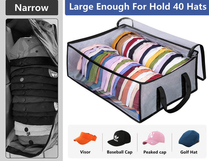 Organisateur de rangement du chapeau pour les casquettes de baseball avec 2 poignées robustes Sac de rangement du chapeau pour les livres et l'organisation de stockage de jouets de vêtements