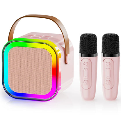 K12 Karaoke Machine Portable Bluetooth 5.3 Système d'enceintes PA avec 2 microphones sans fil Famille à domicile chantant les cadeaux pour enfants