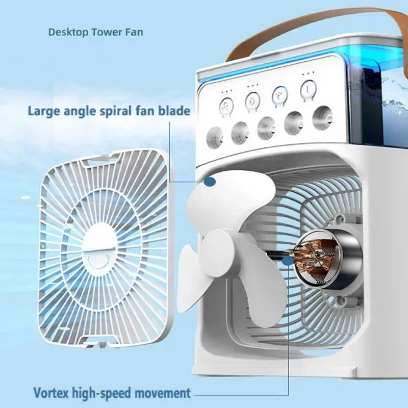 3 po en 1 ventilateur climatiseur ménage petit refroidisseur d'air LED LED LEMILLE PORTABLE HUMIDIFICATE
