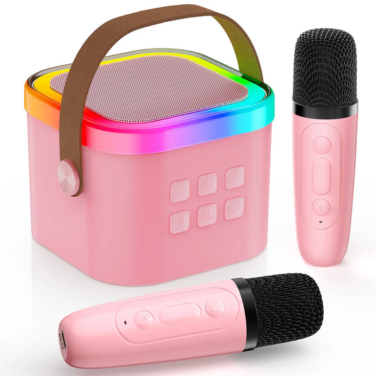 K12 Karaoke Machine Portable Bluetooth 5.3 Système d'enceintes PA avec 2 microphones sans fil Famille à domicile chantant les cadeaux pour enfants
