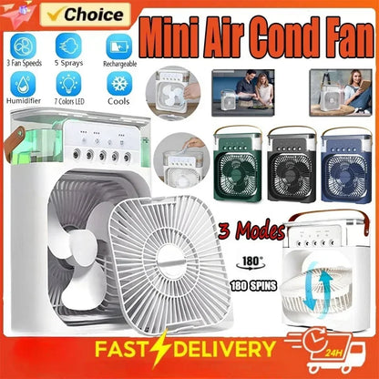 Accueil - Climatiseur d'air de ventilateur portable convivial: 3 - IN - 1 conception avec humidificateur USB électrique LED de nuit