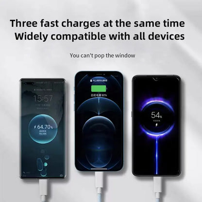 1,2m/2m/3m 66W 3 en 1 Câble de charge rapide 2 en 1 Câble USB de type C 6A Données Câble du chargeur rapide pour Huawei Xiaomi Samsung