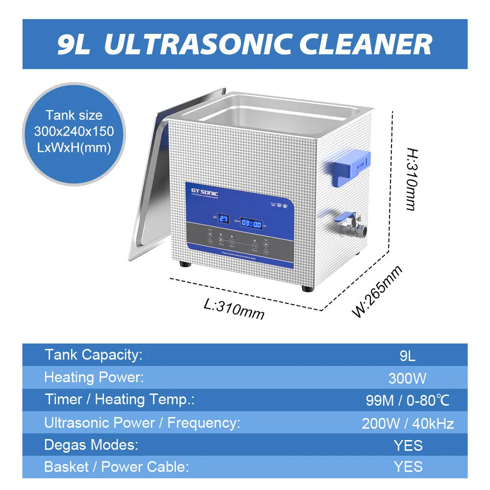 GT Sonic 2L 3L 6L 9L 13L 20L 27L 600W Ultrasonic Clean Degasing Timer Timer Digital Ultra Sonic Bath Nettoyer Basher