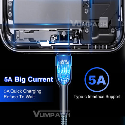 Câble Câble de type C rapide de type C Fast USB C Câble en nylon pour Xiaomi Huawei OnePlus Poco Samsung iPhone 15 16 USB C Câble de données du chargeur