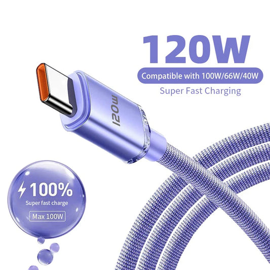 120W USB TYPE C Câble Type C To Type C Cordon de charge rapide USB C Câbles de téléphone à charge rapide pour Samsung Xiaomi Huawei Realme