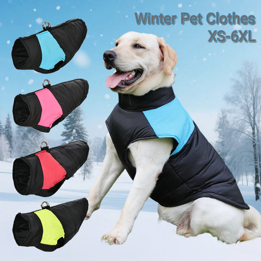 Winter Warm Big Dog Clothes Coat For Small Medium Dogs Cats Waterproof Jacket Puppy Vest Zipper D-ring Labrodor Pug Pet Overalls