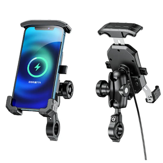 Support de téléphone pour moto 12 V, chargeur rapide USB C PD 20 W, chargeur sans fil 15 W, support pour vélo 4.07.0" Téléphone portable