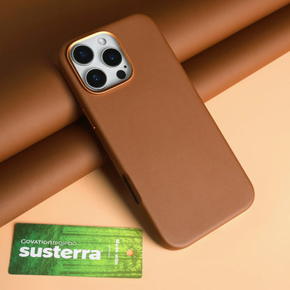 Étui de téléphone en cuir bio en cuir bio de luxe pour l'iPhone 16 Pro Max 15pro 14 13pro 14promax Wireless Magsafe Back Shell Capa