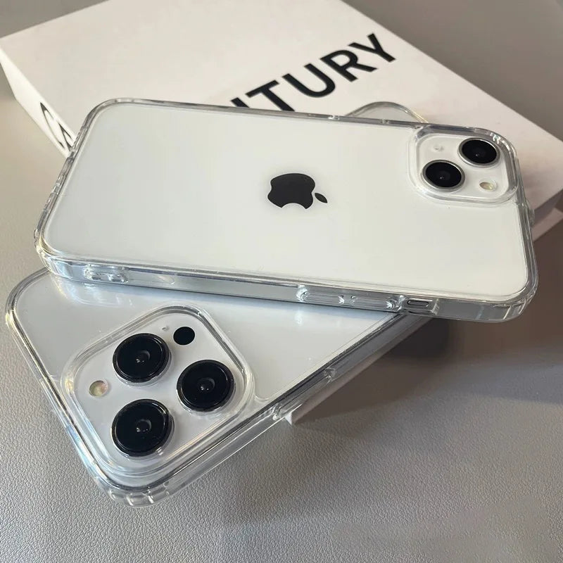 Étui de téléphone en acrylique doux transparent luxe pour iPhone 16 15 14 13 12 11 Pro Max XS X XR 7 8Plus Mini Couverture de protection anti-choc