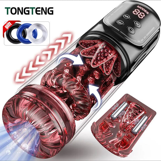 Rotation télescopique masturbator tasse sucer pénis pompe poche chatte pipe jooys toys stroker piston mastubator automatique pour hommes