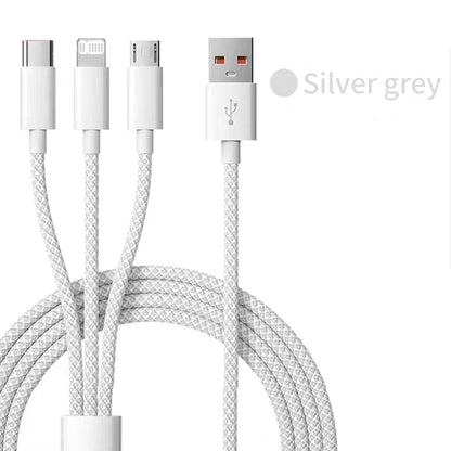 1,2m/2m/3m 66W 3 en 1 Câble de charge rapide 2 en 1 Câble USB de type C 6A Données Câble du chargeur rapide pour Huawei Xiaomi Samsung