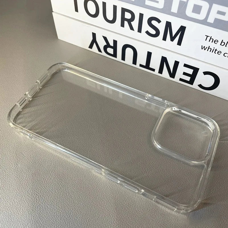 Étui de téléphone en acrylique doux transparent luxe pour iPhone 16 15 14 13 12 11 Pro Max XS X XR 7 8Plus Mini Couverture de protection anti-choc