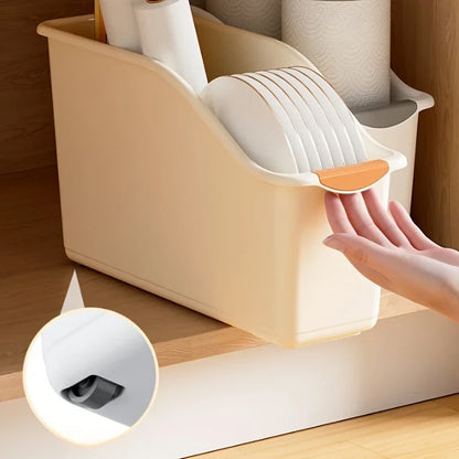 Ensemble de bacs de stockage en plastique incurvé - boîtes d'organisation à domicile polyvalentes pour les fournitures de nettoyage et les éléments essentiels des ménages