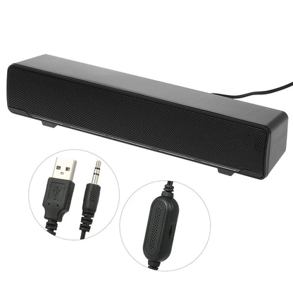 Bar de haut-parleur de haut-parleur câblé USB Stéréo Subwoofer Power Music Player Bass Bass Surround Boîte audio 3.5 mm Entrée pour ordinateur portable PC