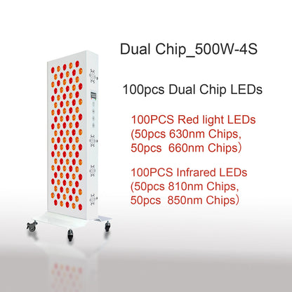 Panneau de thérapie rouge à double puce lampe 630 nm 660 nm près de la thérapie infrarouge Lumière 810 nm 850 nm Dispositifs de beauté LED pour le visage et le corps