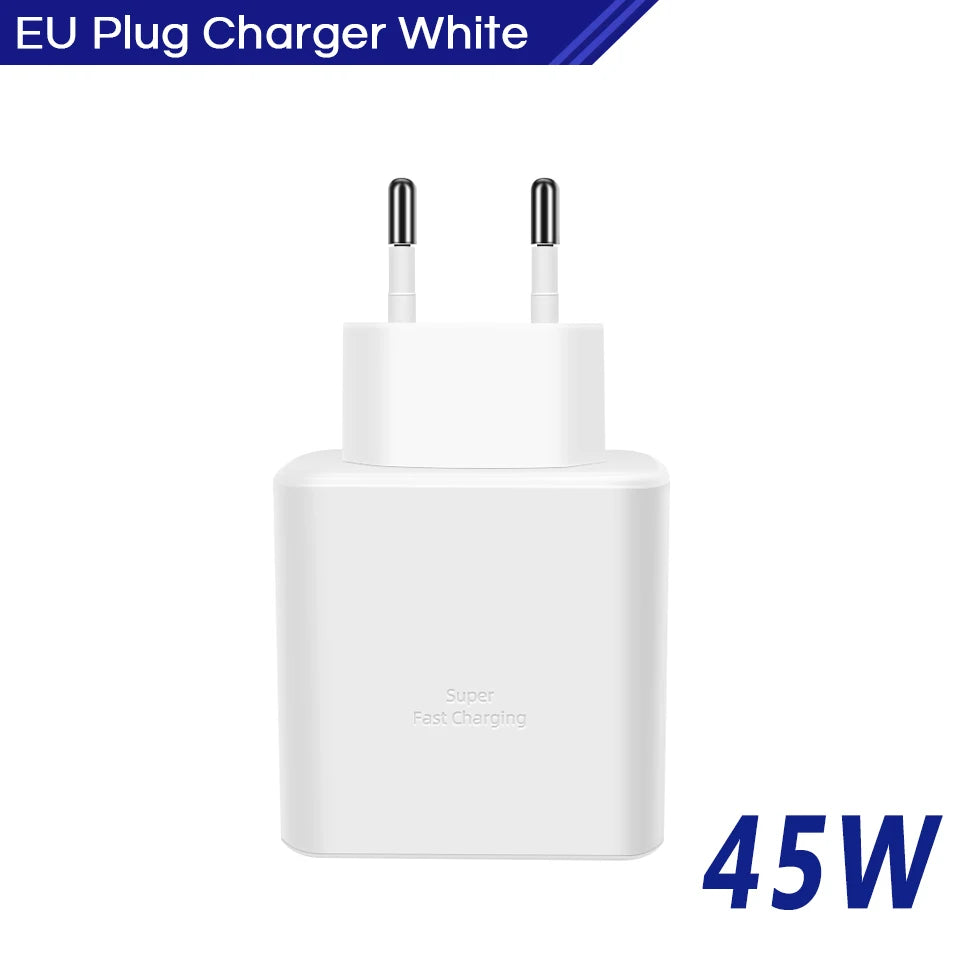 Chargeur d'origine 45W rapide de type C pour Samsung Galaxy S22 S23 S24 Ultra S21 S20 Fe S10 Note 20 plus A71 A80 Câble de charge rapide