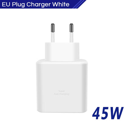 Chargeur d'origine 45W rapide de type C pour Samsung Galaxy S22 S23 S24 Ultra S21 S20 Fe S10 Note 20 plus A71 A80 Câble de charge rapide