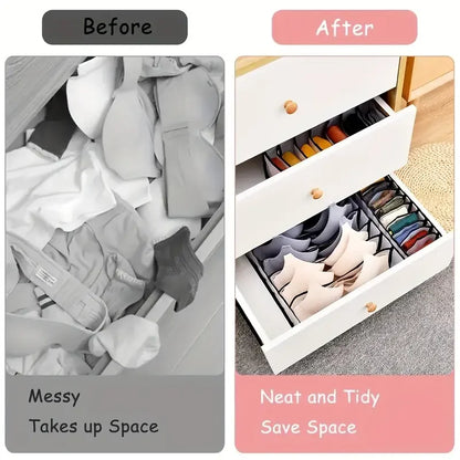Boîtes de rangement à domicile de 5 packs Sacs de combinaison de sous-vêtements à carreaux pliants - Diviseurs de tiroir en nylon pour chaussettes, culotte et sous-vêtements