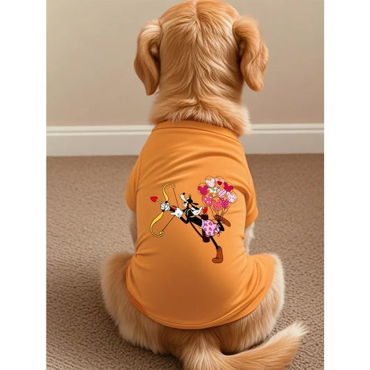 Disney printed pet T-shirt, made of fiber material, suitable for indoor and outdoor leisure, sun protection, cat and dog clothes