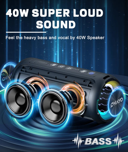 Ortizan Bluetooth Enceintes 40W Bass de basse améliorée portable en extérieur sans fil 30hrs IP7 Tre-shorre de douche imperméable Bluetooth 5.3