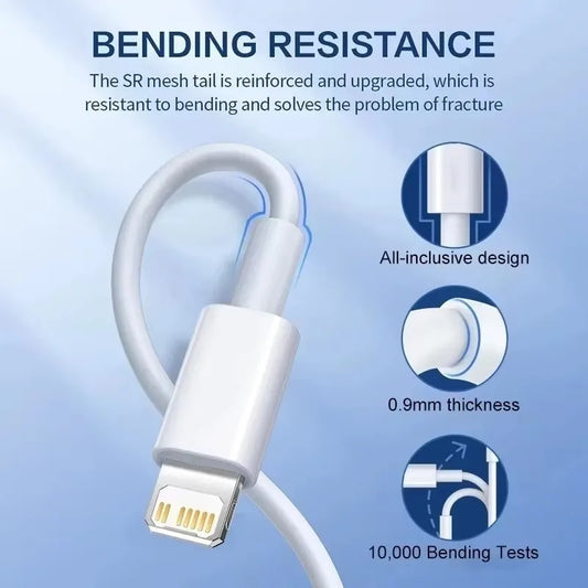 Câble de chargeur rapide 35W PD pour iPhone 11 12 13 Pro 8 14 Plus XS MAX XR X SE USB C Cordon de charge rapide 1M 1,5m 2M PD Câble de chargement