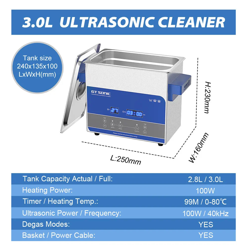 GT Sonic 2L 3L 6L 9L 13L 20L 27L 600W Ultrasonic Clean Degasing Timer Timer Digital Ultra Sonic Bath Nettoyer Basher