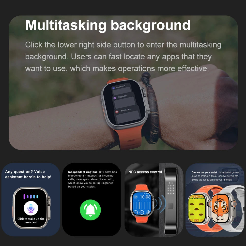 Pour Apple Smart Watch 10 Ultra X 3 Pro Max Gen2 49 mm AMOLED SMARTWATCH RACHAGE RATIFIQUE CHARGE WIRE SANS MEN FEMMES POUR SPORT