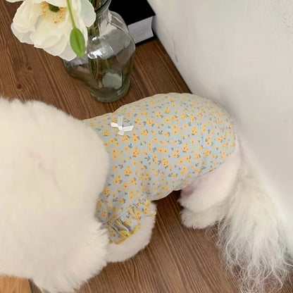 Pet Dog Vest Summer Puppy Vêtements Mignon Floral Flying Sleeves Dog T-shirt Chihuahua Pug Bichon Cat chien Vêtements Girl Girl