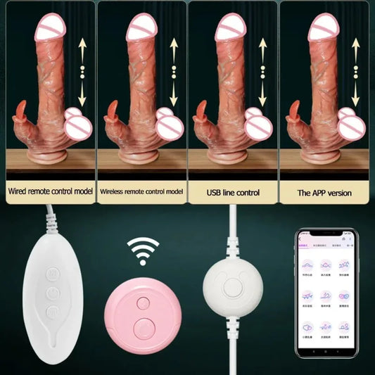 Telescopic Realistic Dildo Vibrator Sex Toys for Women Big Penis Suction Cup Female Masturbation Machine App Remote Control